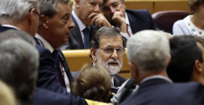 Rajoy, durante el Pleno del Senado de este viernes. EFE/ J.J. Guillén