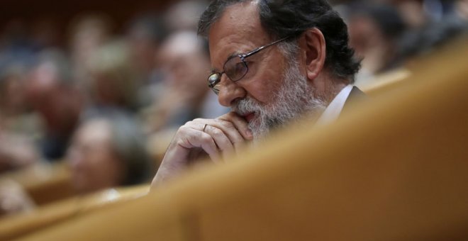 Rajoy, durante el debate del 155 en el Senado. REUTERS/Susana Vera