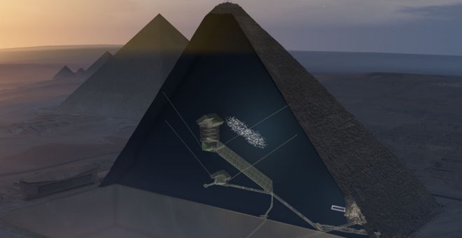 Cómo los rayos cósmicos permitieron descubrir un gran hueco en la pirámide de Keops.
