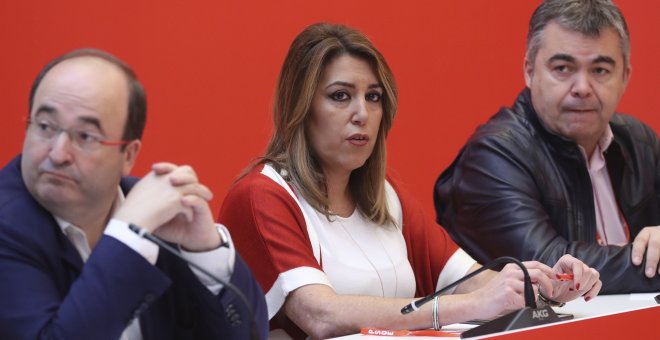 El líder de los socialistas catalanes, Miquel Iceta y la líder andaluza, Susana Díaz, durante la reunión del Consejo de Política Federal del PSOE. EFE/Chema Moya