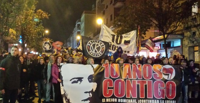 Imagen de la manifestación en honor de Carlos Palomino que ha recorrido este sábado las calles de Madrid. Twitter