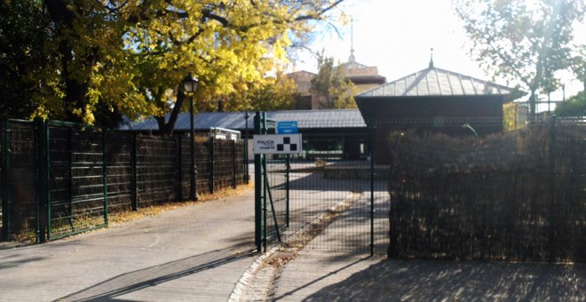 Destacamento policial en el Parque del Retiro de Madrid