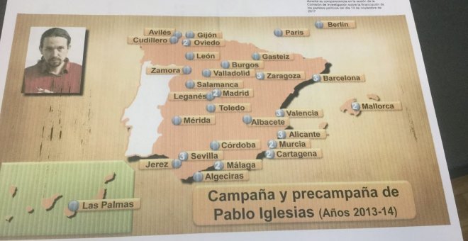 Mapa presentado por Riobóo en la comisión del Senado sobre financiación de partidos.
