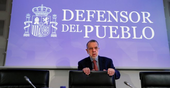 El defensor del Pueblo en funciones, Francisco Fernández Marugán, durante la inauguración de la jornada sobre protección de los hijos de las mujeres víctimas de violencia de género. EFE