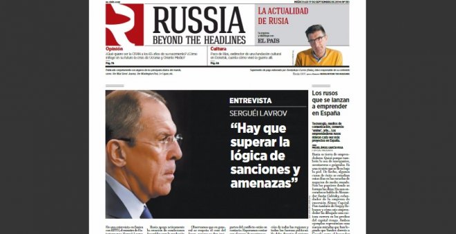 Portada del suplemento 'Russia Beyond The Headines', financiado por Moscú y publicado por 'El País' hasta 2016 desde, al menos, 2011.