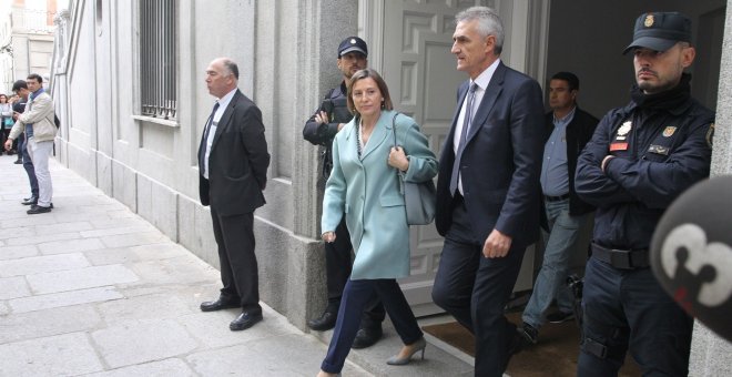 La presidenta del Parlament, Carme Forcadell, a su salida del Tribunal Supremo, tras su primera comparecencia por el 1-O. E.P.