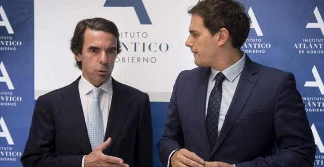 Albert Rivera participó hace unos meses en un acto del Instituto Atlántico donde José María Aznar organizó un máster de "liderazgo". Archivo EFE