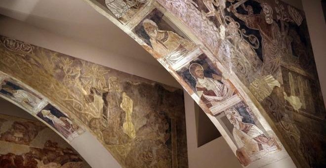 Pinturas murales reclamadas por el monasterio de Sijena, actualmente en el Museo de Lérida. EFE