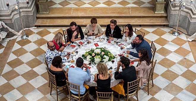 Los concursantes de 'MasterChef Celebrity 2', cenando en el Palacio del Infante Don Luis de Borbón de Boadilla. AYUNTAMIENTO DE BOADILLA