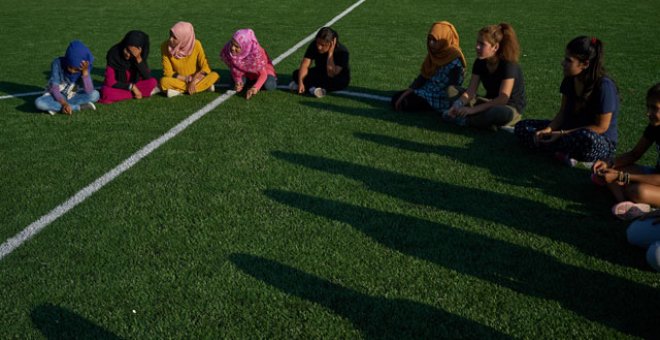 Campo de fútbol donde juegan los refugiados de Lesbos, Grecia. / Samuel Aranda