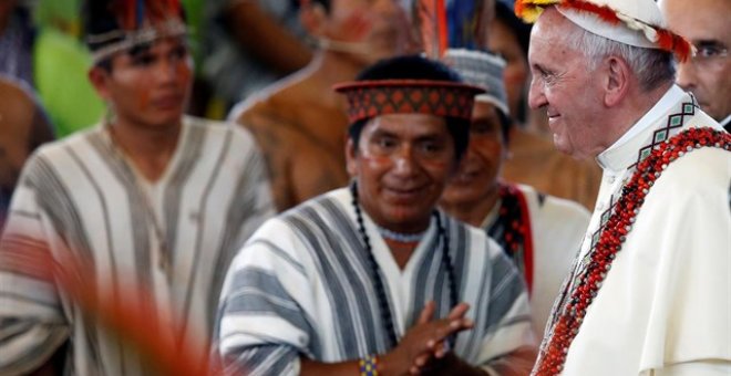 El Papa durante su visita en Perú./ REUTERS