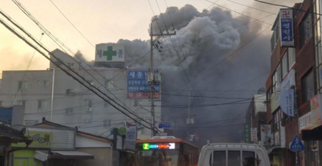 El Hopital Sejong en la ciudad surcoreana de Milyang tras el incendio. EUROPA PRESS