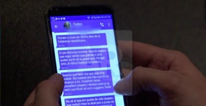 Mensajes de móvil de Puigdemont a Comín revelados por 'El programa de Ana Rosa''.