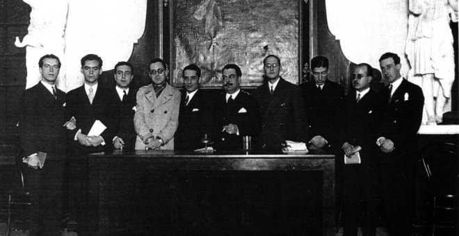 Representantes de la Generación del 27 durante la celebración del tricentenario de Góngora organizada por el Ateneo de Sevilla en diciembre de 1927