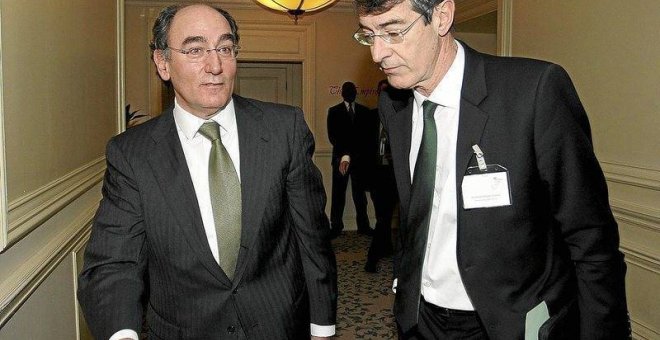 El hasta ahora director corporativo de Iberdrola España, Fernando Becker, con e presidente de la eléctrica, Ignacio Sánchez Galán. EFE