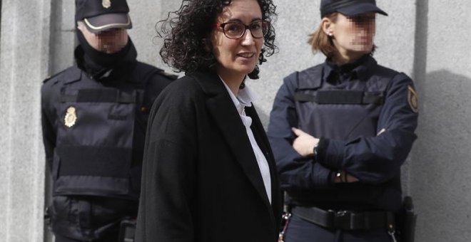 La secretaria general de ERC, Marta Rovira, a su salida del Tribunal Supremo tras su declaración del pasado 19 de febrero. EFE/Javier Lizón