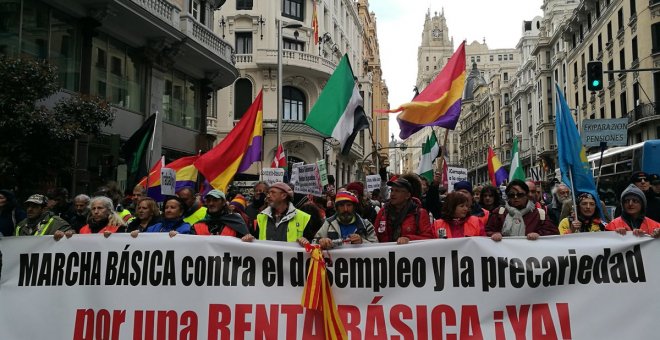 Cientos de personas, venidas de todas las partes de España, se han manifestado en la capital para protestar contra el desempleo y la precariedad./ Twitter