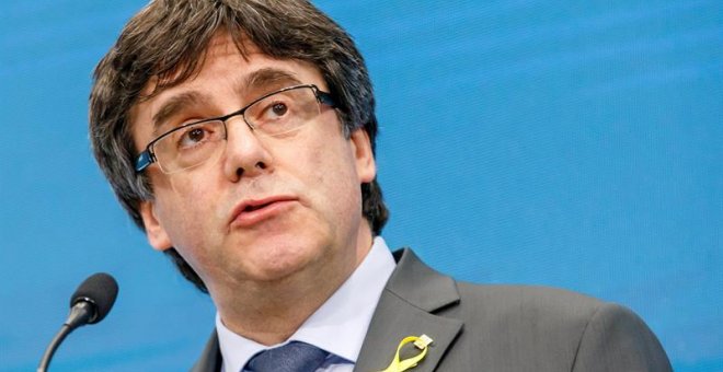 Fotografía de archivo del expresidente catalán Carles Puigdemont durante la conferencia que pronunció en la Universidad de Helsinki, Finlandia. EFE/ Salvatore Di Nolfi