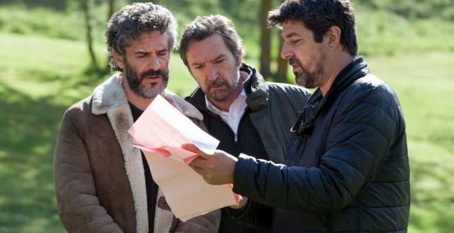 Leonardo Sbaraglia, Pere Arquillué y Pedro Casablanc en una escena de la serie 'Felix'. MOVISTAR +