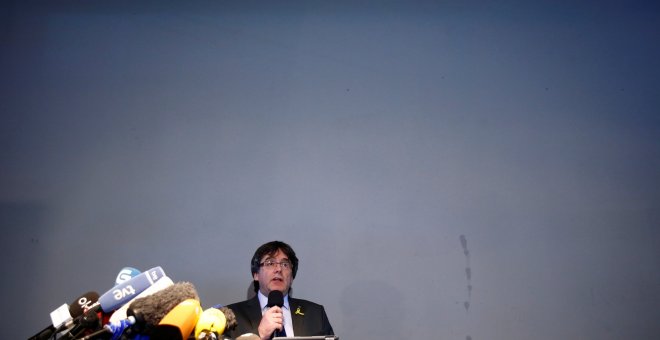 El expresident catalán Carles Puigdemont, durante su rueda de prensa en Berlin. REUTERS/Hannibal Hanschke