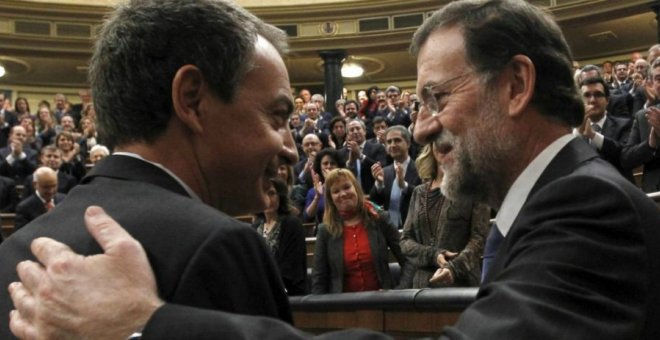 José Luis Rodríguez Zapatero y Mariano Rajoy en el Congreso. EFE/Archivo