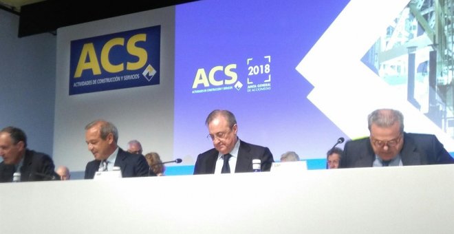 Florentino Pérez en la junta de accionistas de ACS. E.P.