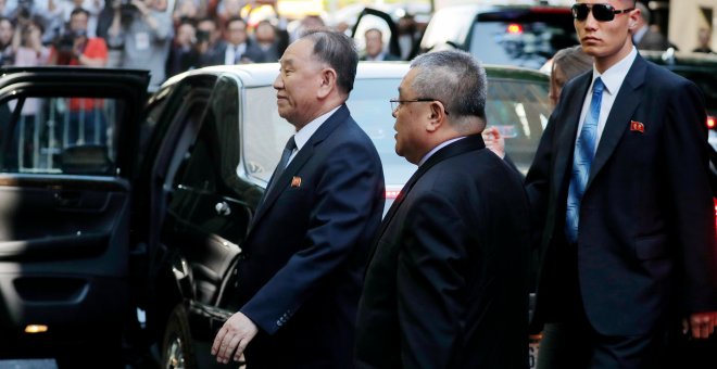 El enviado de Corea del Norte, Kim Yong Chol, llega a un hotel en Nueva York, EEUU/Reuters