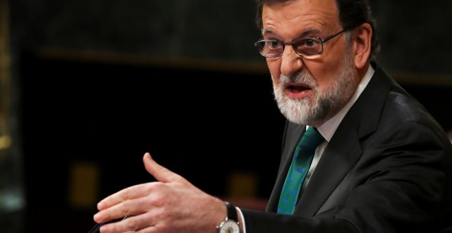 Intervención de Mariano Rajoy en el Congreso durante la celebración de la primera jornada de la moción de censura contra el Gobierno - REUTERS