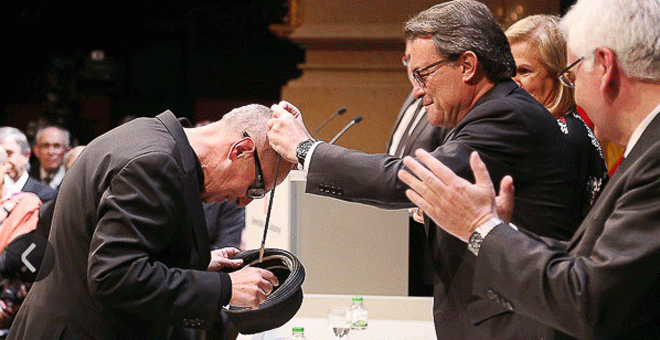 Miquel Aixalà, durante la entrega de la Creu de Sant Jordi en 2015. / GENERALITAT