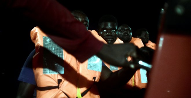 Imágenes del rescata de una grupo de personas migrantes en el Mediterráneo Central por el barco Aquarius.- SOS MEDITERRANÉE