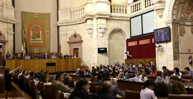 Imagen del Pleno del Parlamento de Andalucía, en una sesión de comienzo de mes.