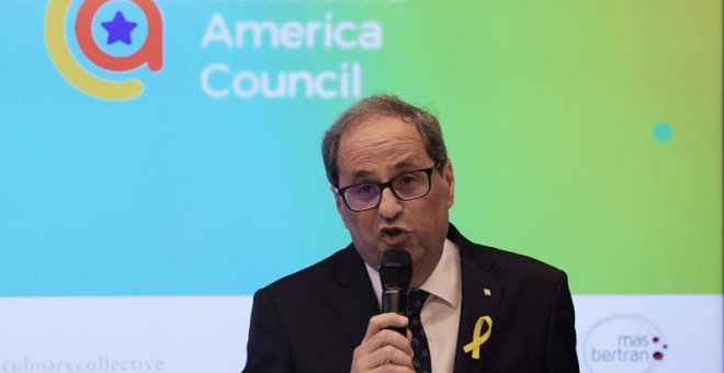 Quim Torra interviene en la inauguración del Consejo Americano de Catalunya (CAC) en Estados Unidos. (LENIN NOLLY | EFE)
