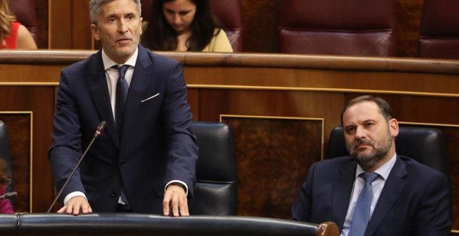 27/06/2018.- El ministro de Justicia, Fernando Grande-Marlaska, durante su intervención hoy en el pleno del Congreso. EFE/Ballesteros