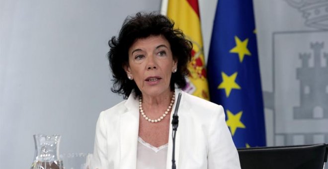 29/06/2018.- La portavoz del Gobierno, Isabel Celaá, durante la rueda de prensa que ofrece hoy en Madrid posterior al Consejo de Ministros. EFE/ Zipi