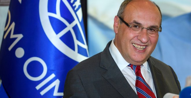 El portugués António Vitorino ofrece una rueda de prensa tras ser elegido como nuevo director general de la Organización Internacional para las Migraciones (OIM). EFE/Martial Trezzini