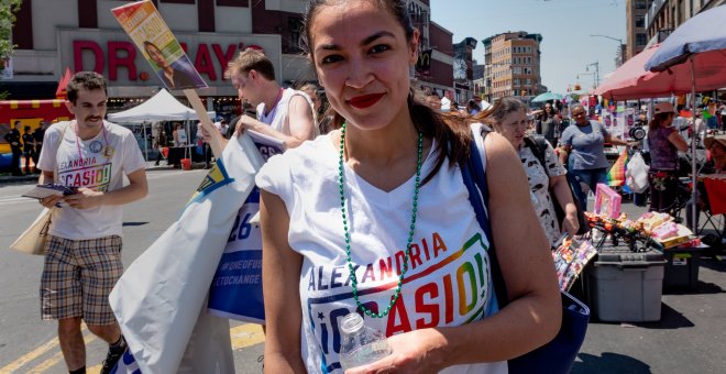 Alexandria Ocasio-Cortez durante un acto del Orgullo del Bronx./REUTERS