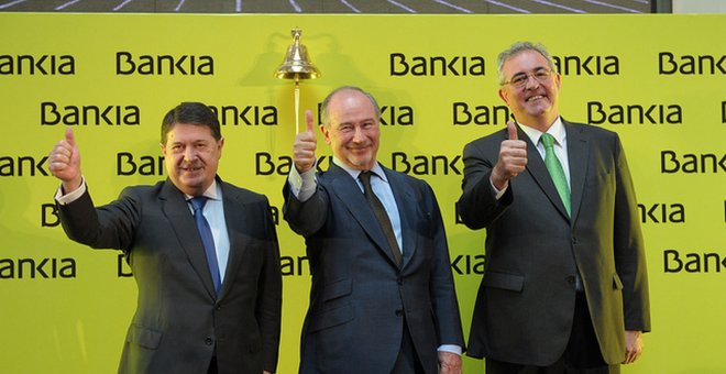 José Luis Olivas y Rodrigo Rato en la salida a Bolsa de Bankia/EFE