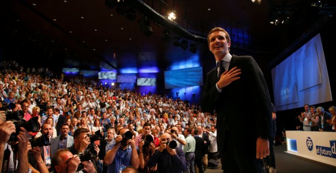 Pablo Casado, tras ser elegido nuevo presidente del PP en el congreso extraordinario del partido conservador del pasado julio. REUTERS/Javier Barbancho