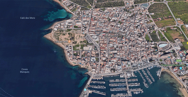 Imagen aérea de Sant Antoni en Ibiza. | GOOGLE MAPS