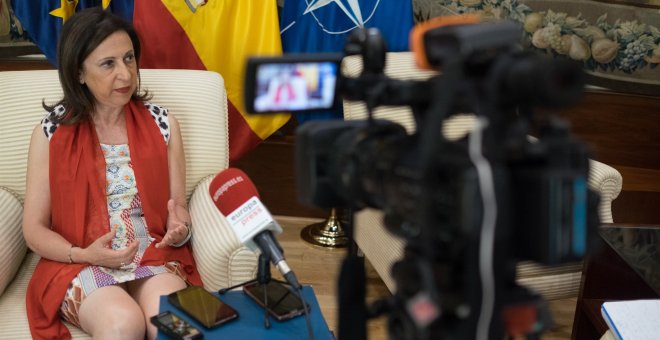 La ministra de Defensa, Margarita Robles, durante la entrevista. Eduardo Parra/EUROPA PRESS