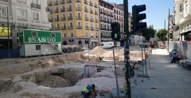 Estado de las obras de la estación de metro Gran Vía en la Red de San Luis, en Madrid. EP
