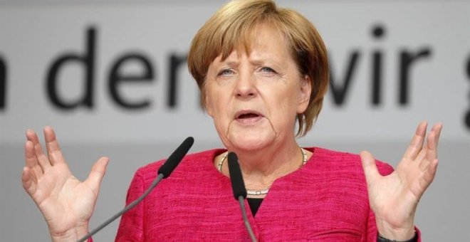 La canciller alemana, Angela Merkel, durante un acto de campaña en mayo de 2018. EFE