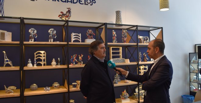 El propietario y accionista mayoritario de Sargadelos, Segismundo García, en unas declaraciones durante la inauguración de una tienda de la marca gallega en Madrid.