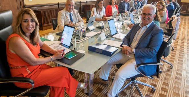 La presidenta de la Junta de Andalucía, Susana Díaz, en el primer Consejo de Gobierno tras las vacaciones de verano. EFE/Raúl Caro