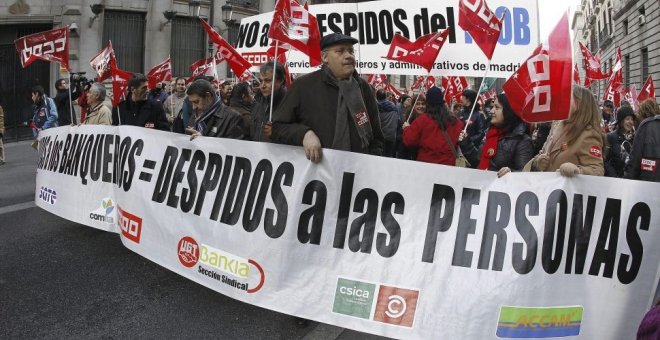 Manifestación de empleados de banca contra los despidos en el sector. EFE
