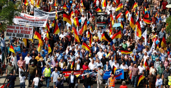 Simpatizantes del partido ultraderechista y anti inmigración AFD se manifiestan en Berlín el pasado mayo.- REUTERS/Hannibal Hanschke