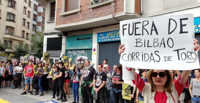 Concentración antitaurina en Bilbao el pasado mes de agosto.