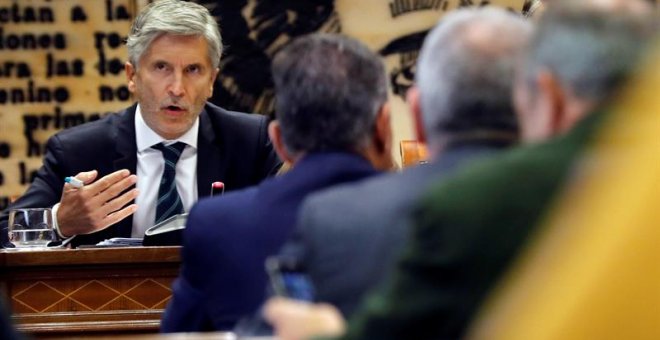 El ministro del Interior, Fernando Grande-Marlaska, durante su comparecencia en el Senado.- EFE/Juan Carlos Hidalgo