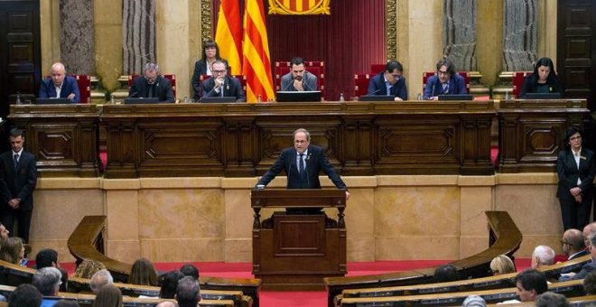 El president de la Generalitat, Quim Torra, durant el debat de política general. EFE/Quique García