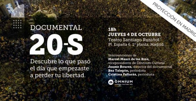 Cartel anunciador de la proyección del documental '20-S'